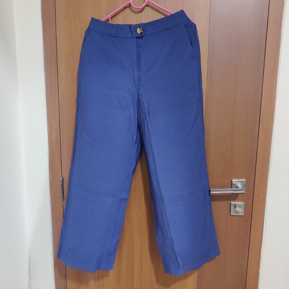 Mango Blue Cropped Trousers - Picture 4 of 5